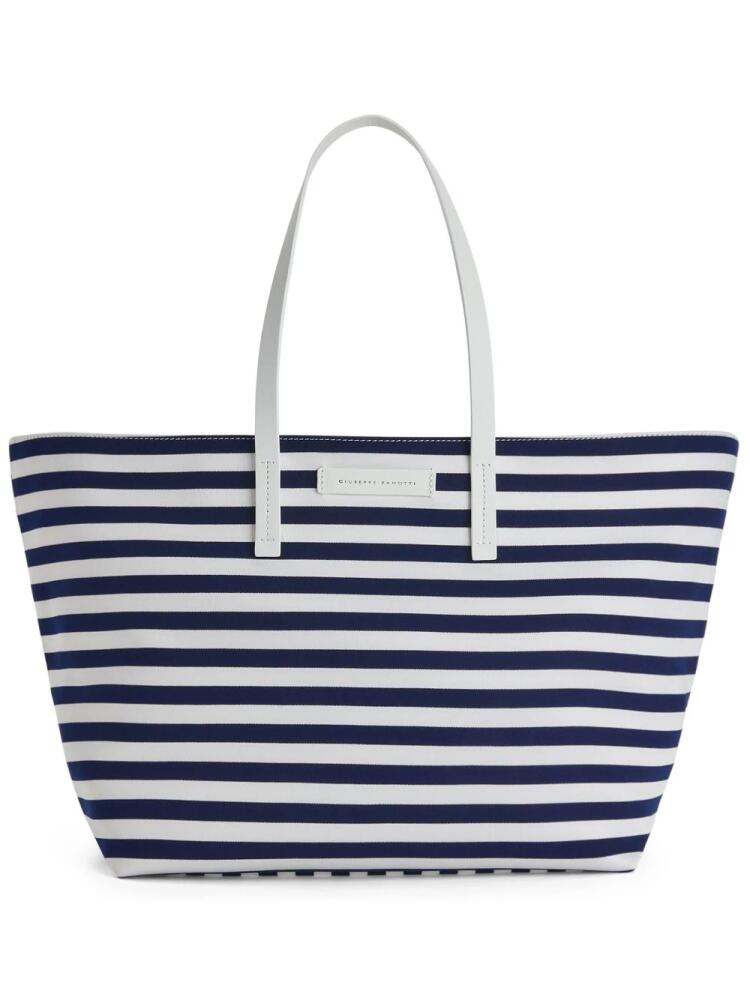 Giuseppe Zanotti Nilde striped canvas tote bag - Blue Cover