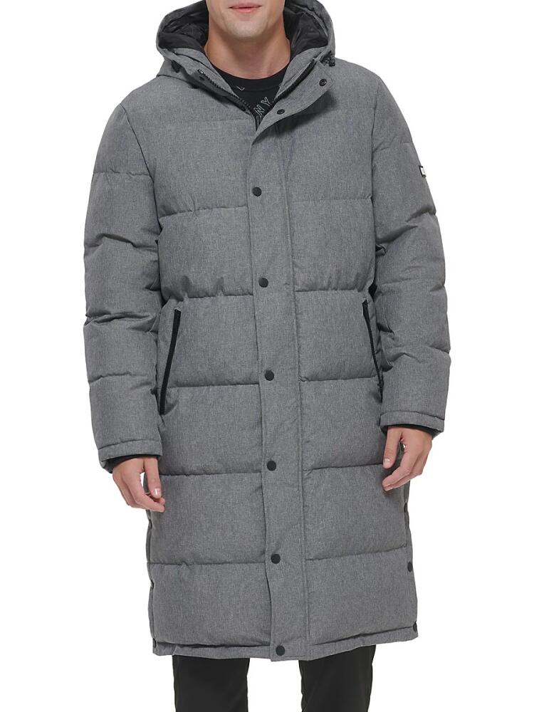 DKNY Men's Classic Fit Quilted Parka Jacket - Heather Grey Cover