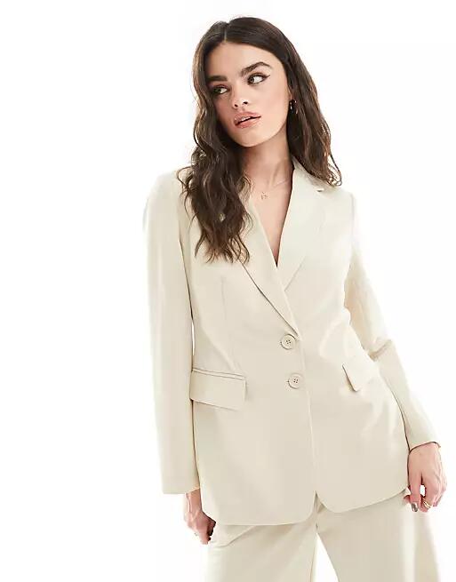 French Connection Everly suit blazer in ecru - part of a set-White Cover