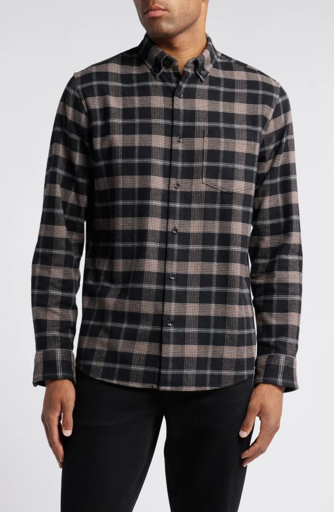 Nordstrom Trim Fit Plaid Flannel Button-Down Shirt in Black- Grey Seth Plaid Cover