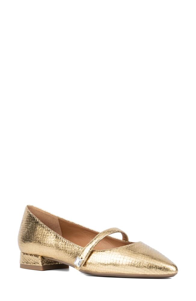 Aquatalia Priya Pointed Toe Mary Jane Flat in Gold Cover