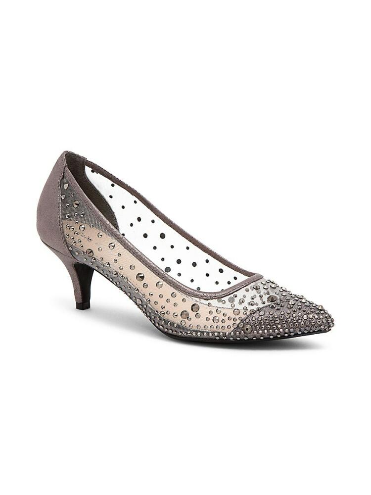 Lady Couture Women's Silk Embellished Pumps - Pewter Cover