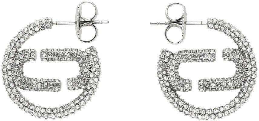 Marc Jacobs Silver J Marc Small Crystal Hoop Earrings Cover