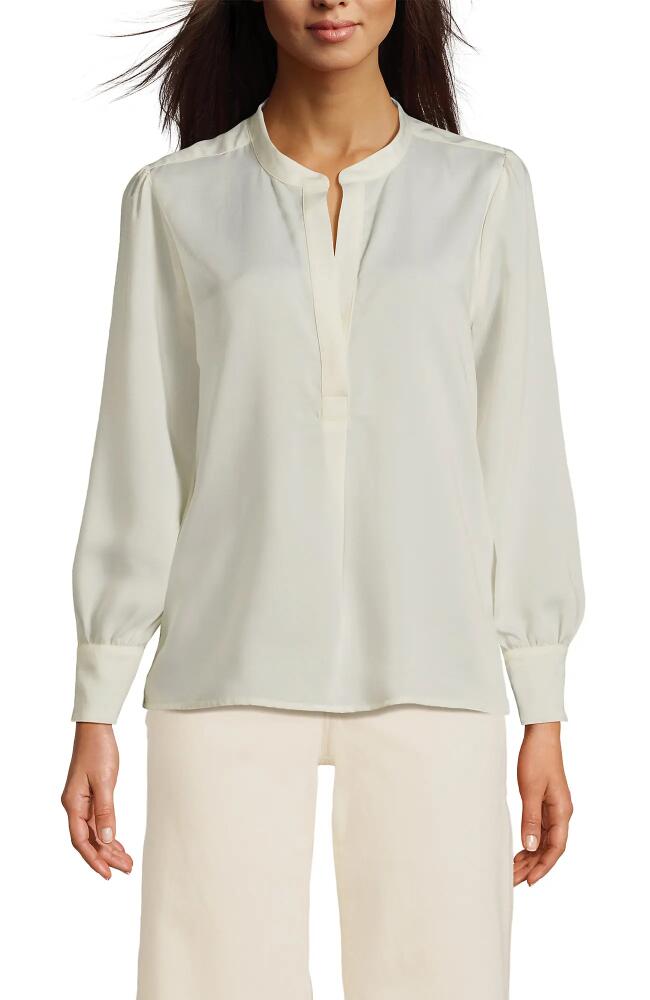 Lands' End Satin Popover Shirt in Ivory Cover