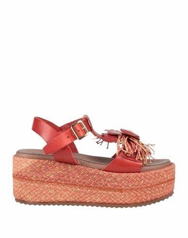 Cafènoir Woman Espadrilles Red Soft Leather Cover