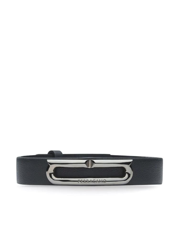 Ferragamo Gancini-plaque leather bracelet - Black Cover