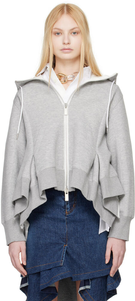 sacai Gray Sponge Sweat Hoodie Cover