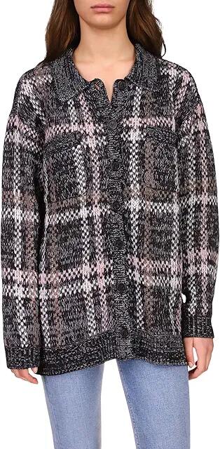 Sanctuary Intarsia Sweater Shacket (Black Multi) Women's Clothing Cover