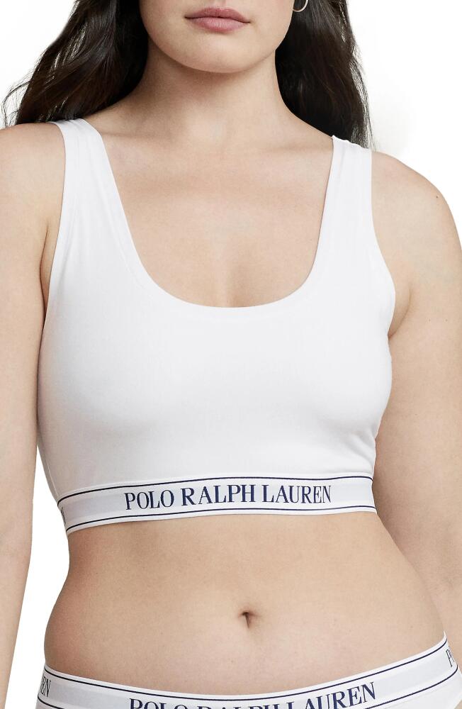 Polo Ralph Lauren Ribbed Built-Up Bralette in White Cloud Cover