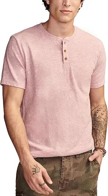 Lucky Brand Linen Short Sleeve Henley (Red Violet) Men's Clothing Cover