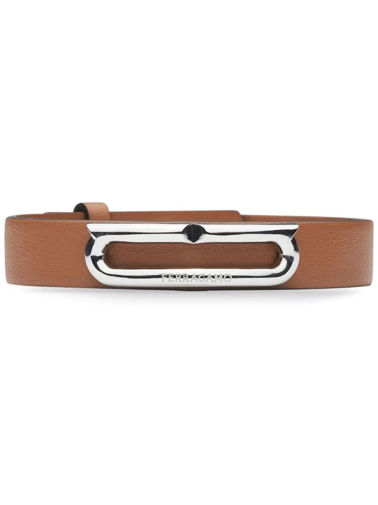 Ferragamo Gancini-plaque leather bracelet - Brown Cover