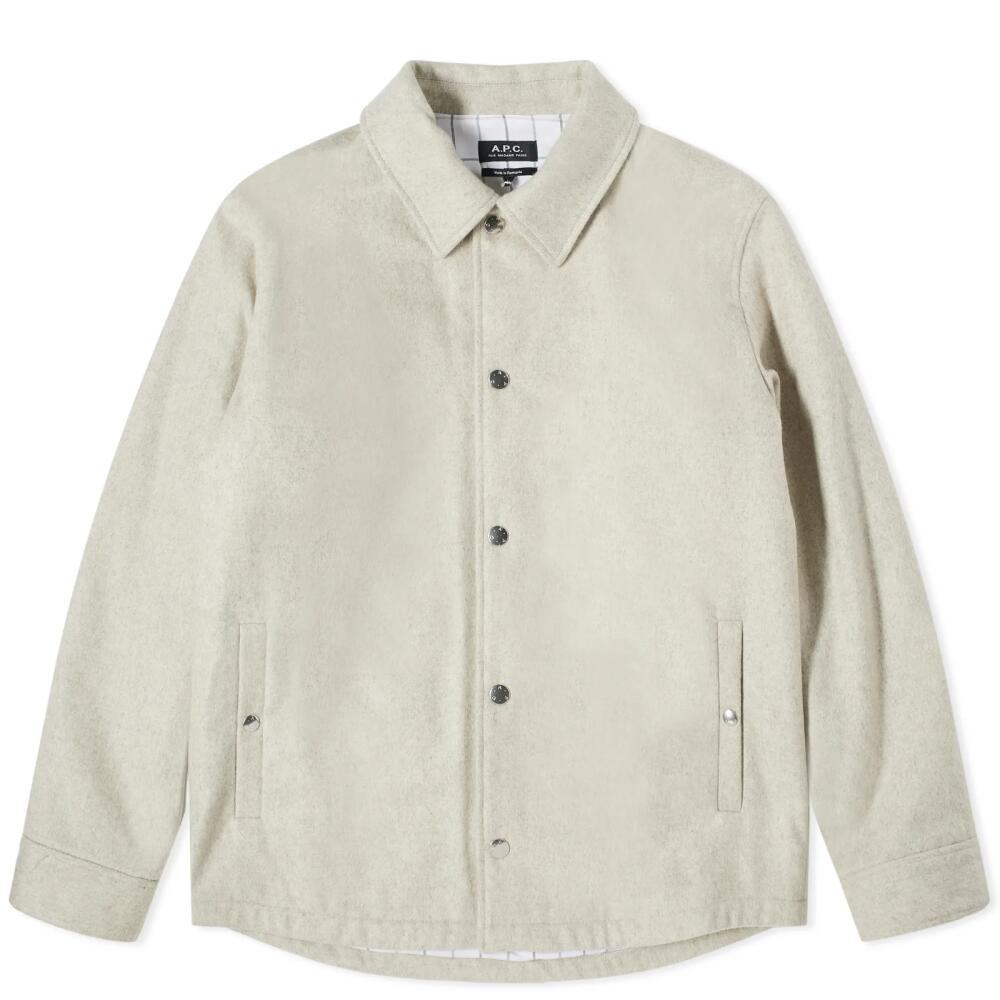 A.P.C. Men's Alan Recycled Wool Overshirt in Ecru Cover