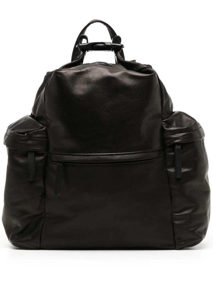 Yohji Yamamoto multiple-pocket leather backpack - Black Cover