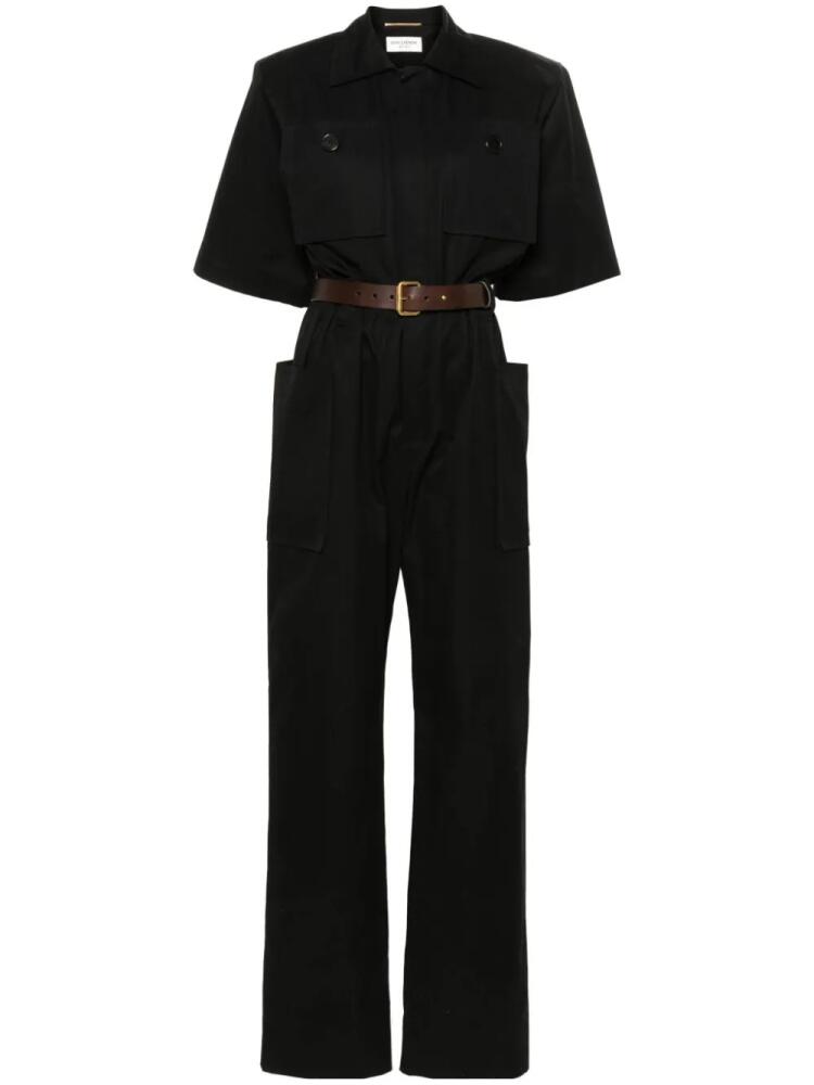 Saint Laurent short-sleeve cotton jumpsuit - Black Cover