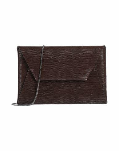 Brunello Cucinelli Woman Cross-body bag Dark brown Leather, Brass Cover