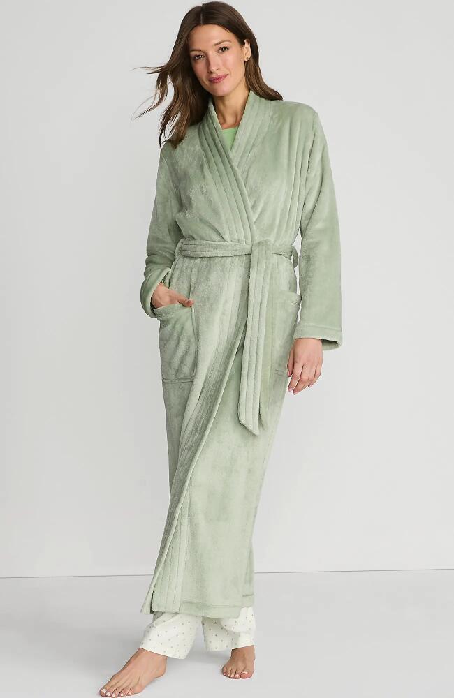 Lands' End Cozy Plush Long Wrap Robe in Washed Sage Cover