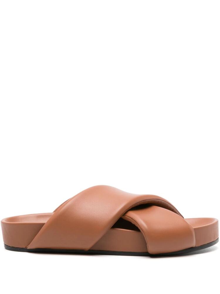 Jil Sander padded leather slides - Brown Cover