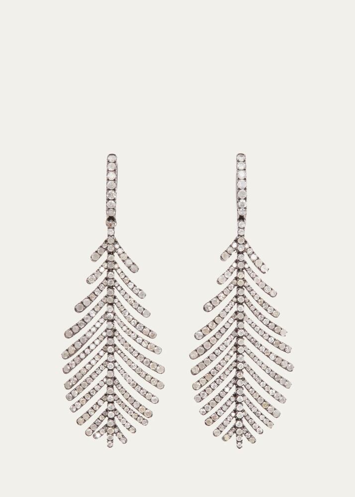 Sidney Garber 18K White Gold with Black Rhodium Pave Plume Earrings with Gray Diamonds Cover