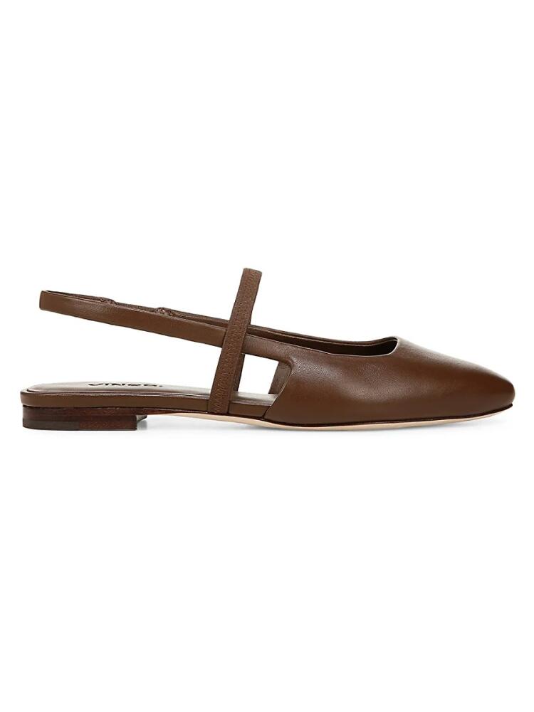 Vince Women's Bernice Leather Slingback Flats - Redwood Cover