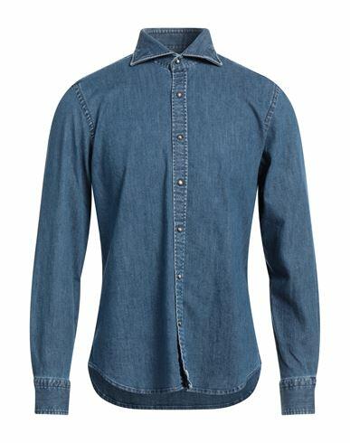 Sonrisa Man Denim shirt Blue Size 17 ½ Cotton, Elastane Cover