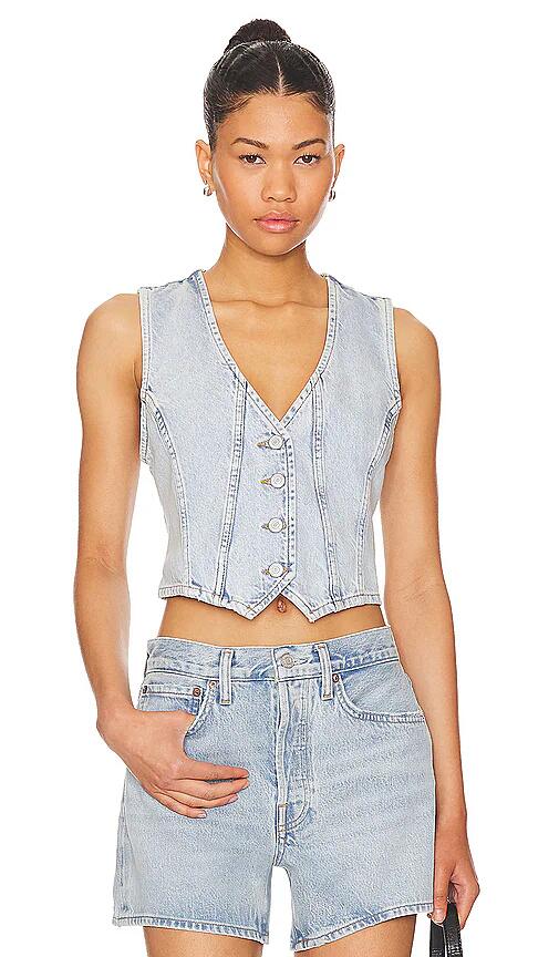 Free People Tate Denim Vest in Blue Cover