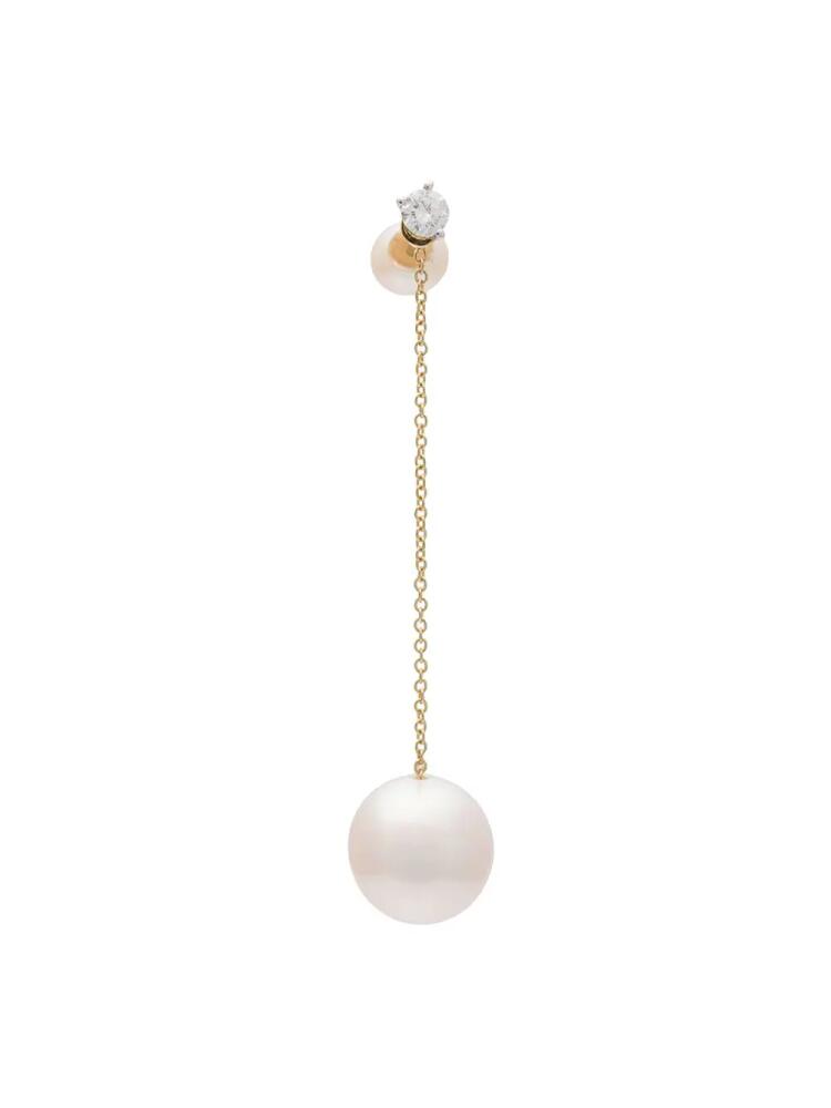 Delfina Delettrez diamond stud chain pearl earring - Metallic Cover