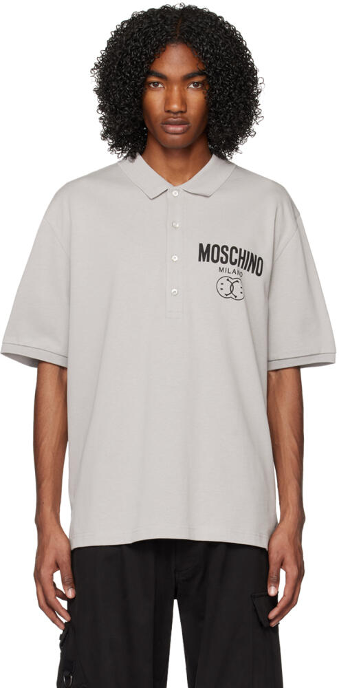 Moschino Gray Double Smiley Polo Cover