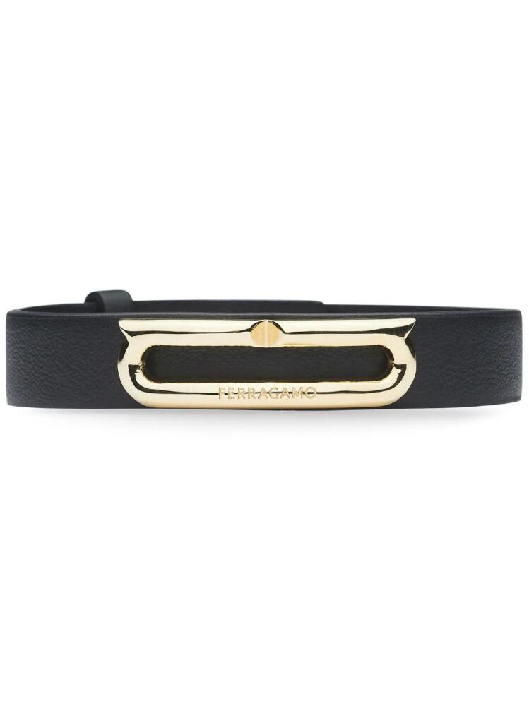 Ferragamo Gancini-plaque leather bracelet - Black Cover