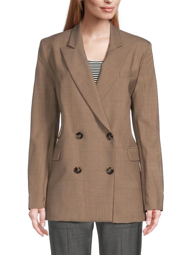 TWP Women's Stretch Virgin Wool Double Breasted Blazer - Heather Brown Cover