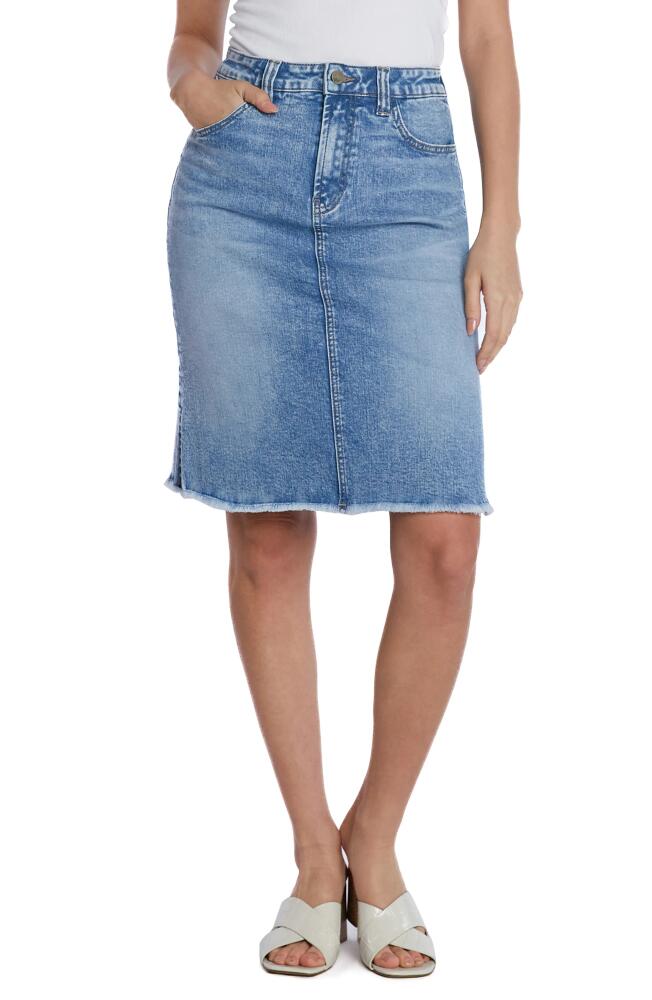 Wash Lab Denim Fray Hem Denim Skirt in Star Blue Cover