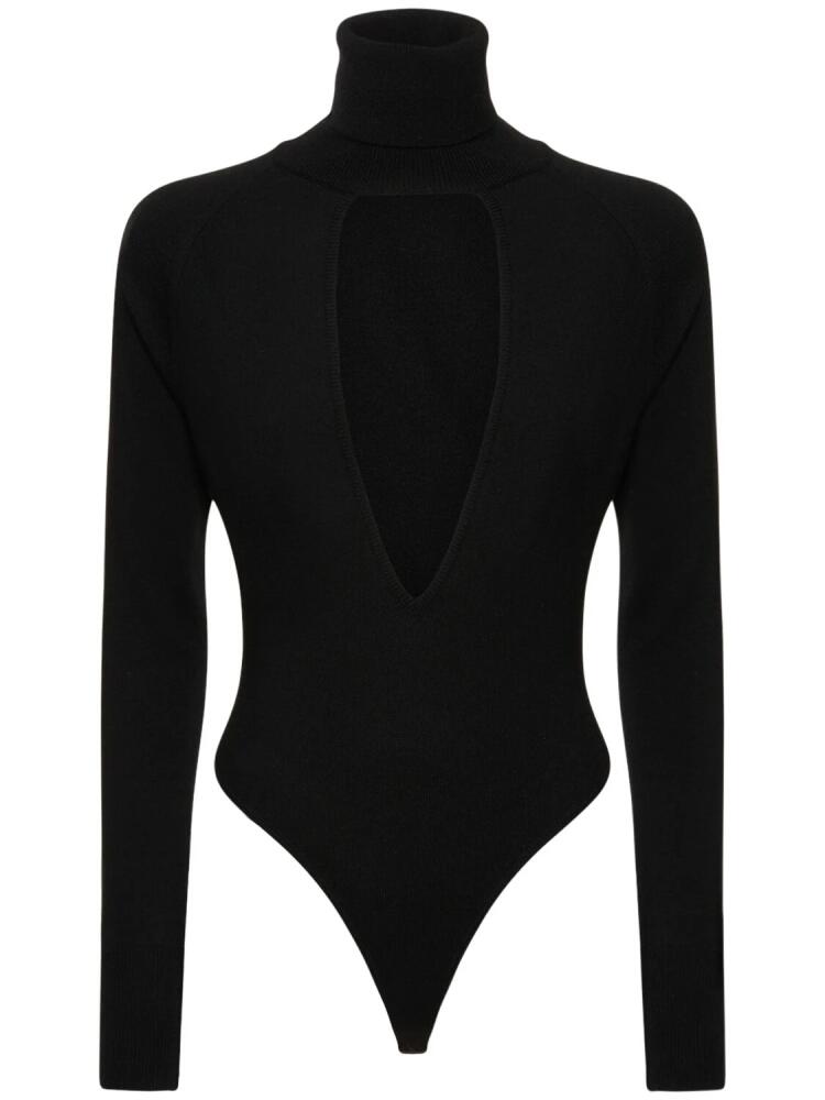 ALESSANDRO VIGILANTE Turtleneck Cutout Wool Bodysuit Cover