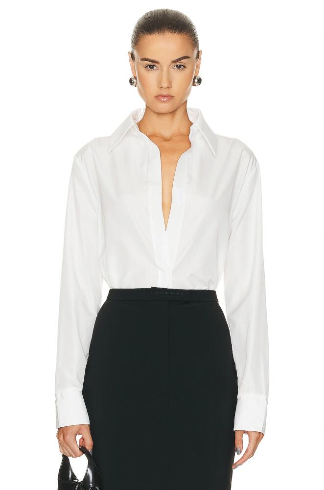 Norma Kamali Nk Shirt W/ Collar Stand in White Cover