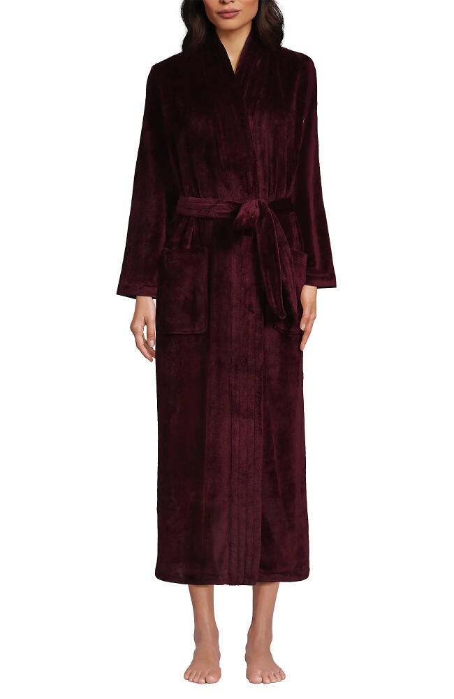 Lands' End Cozy Plush Long Wrap Robe in Rich Burgundy Cover