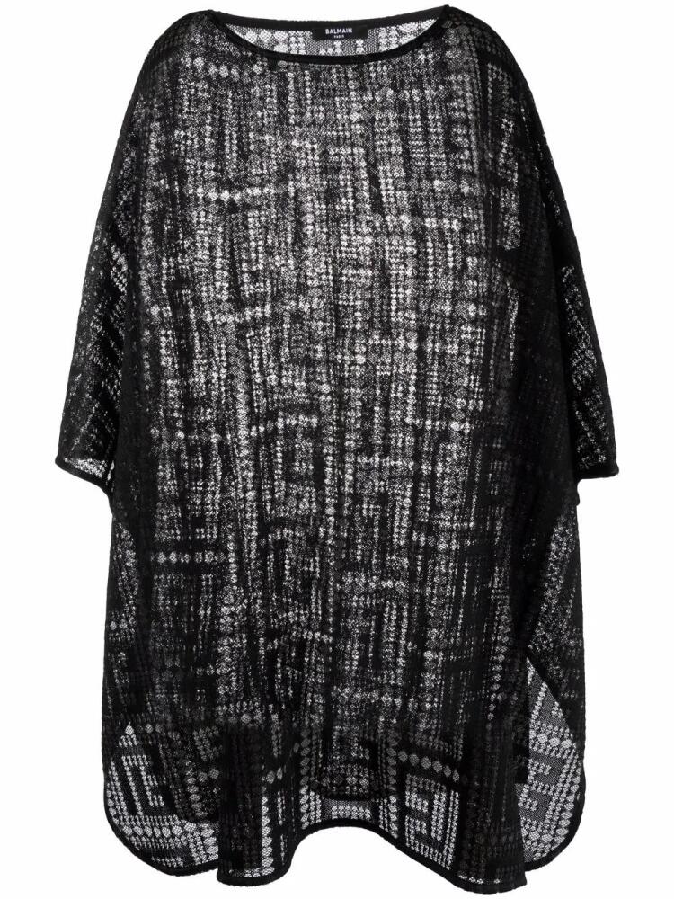 Balmain monogram motif semi-sheer beach dress - Black Cover