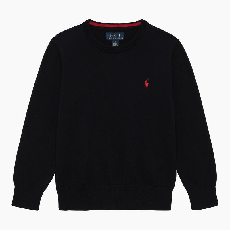 Polo Ralph Lauren Navy blue cotton crew-neck sweater Cover