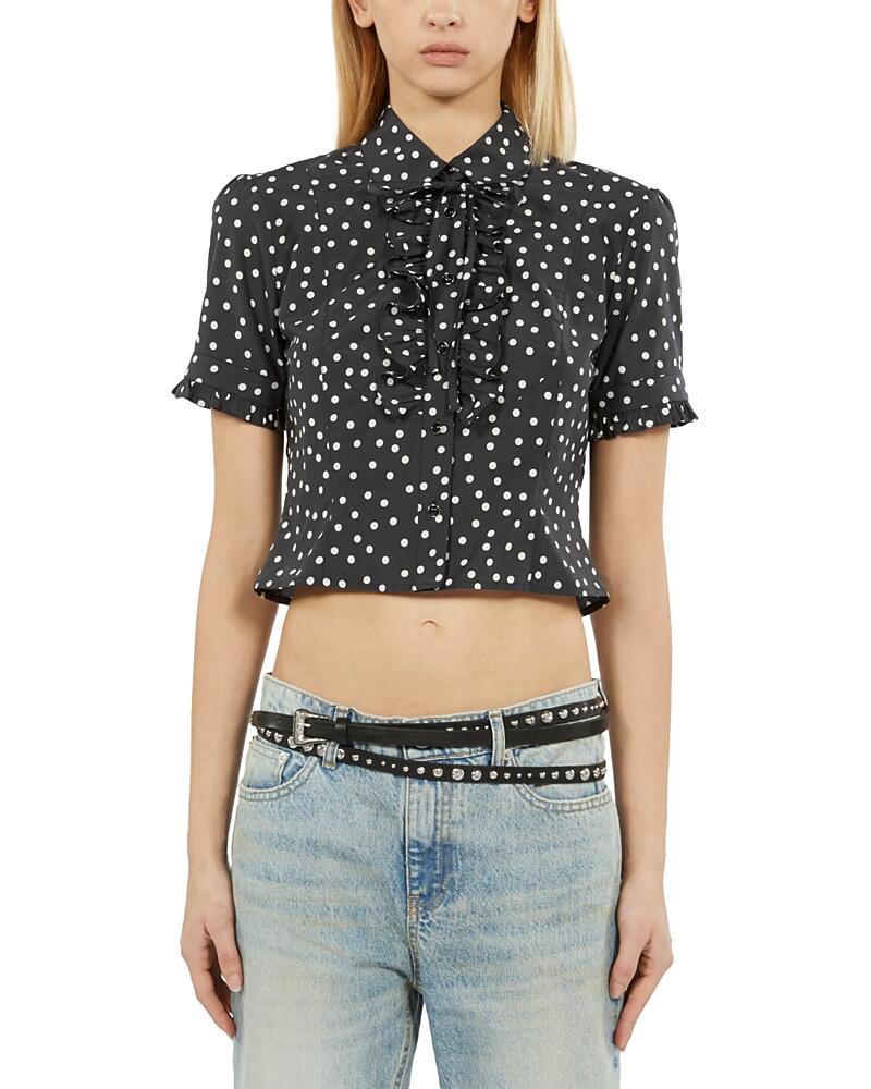 The Kooples Ruffled Polka Dot Cropped Shirt Cover