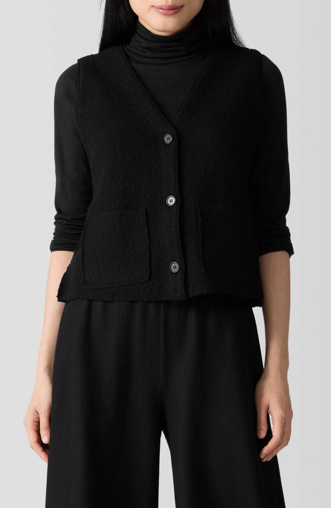 Eileen Fisher Button Front Wool Vest in Black Cover