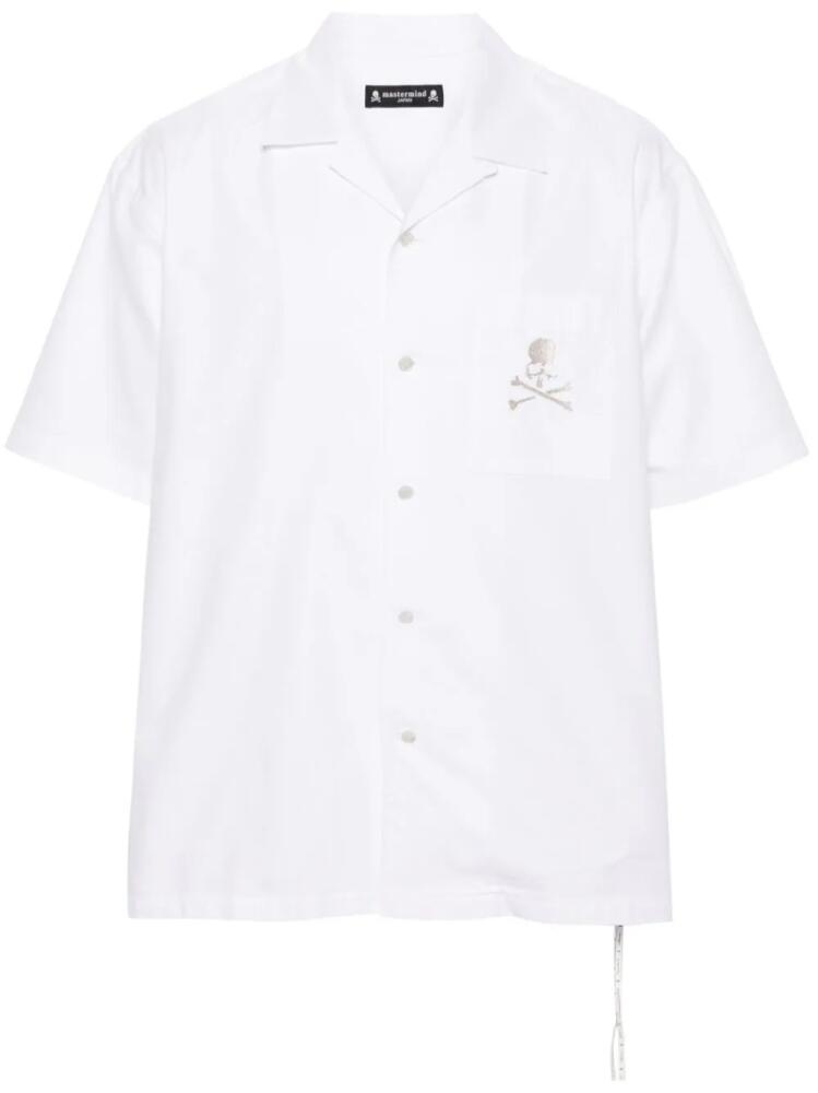 Mastermind Japan logo-embroidered cotton shirt - White Cover