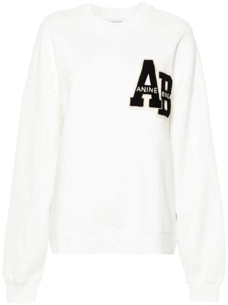 ANINE BING Miles logo-patch cotton sweatshirt - White Cover