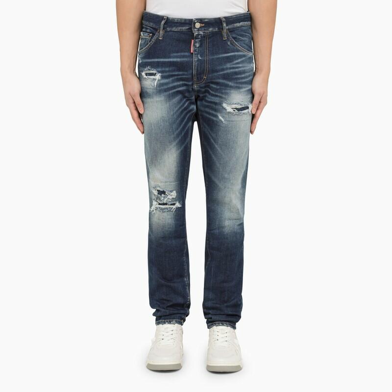 Dsquared2 Regular blue washed denim jeans with wear Cover