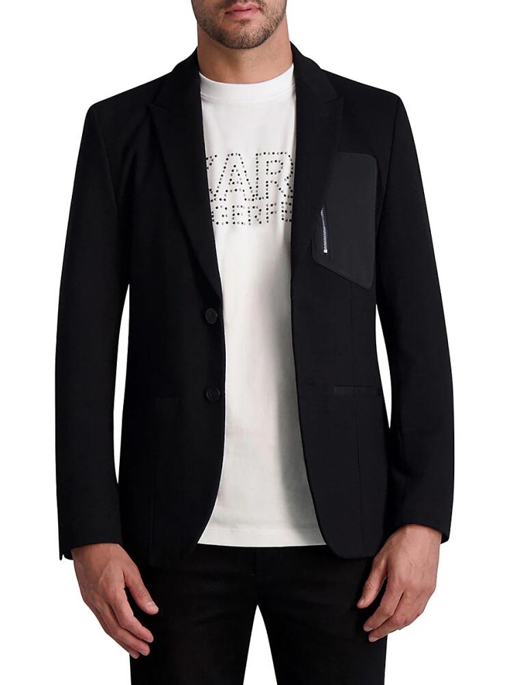 KARL LAGERFELD PARIS WHITE LABEL Men's Slim Fit Blazer - Black Cover