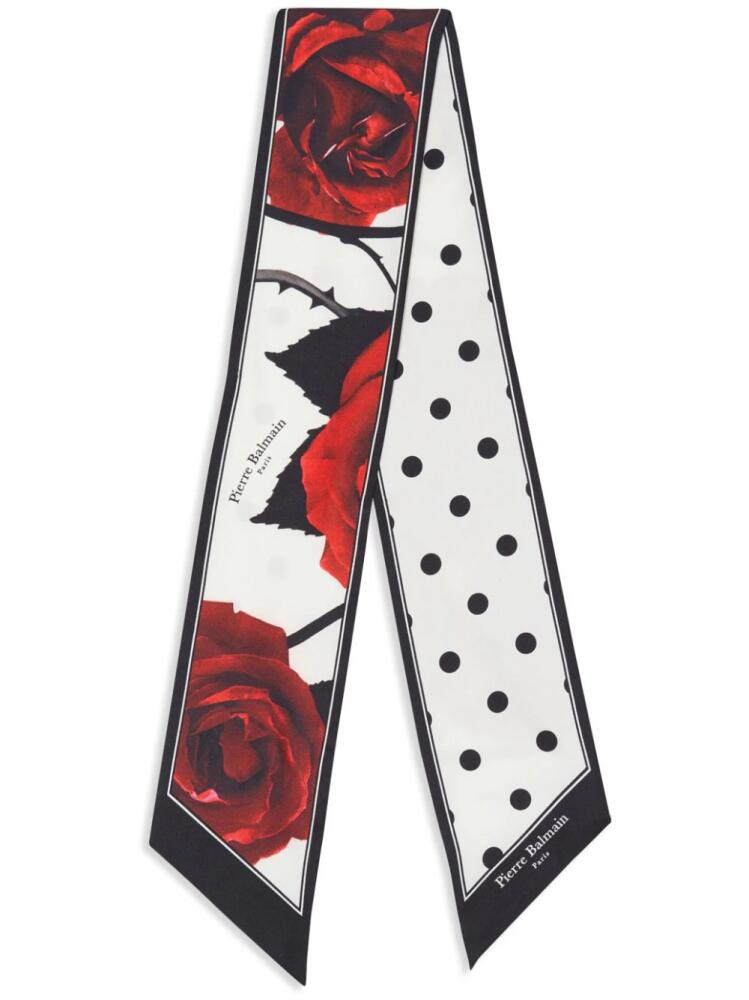 Balmain graphic-print silk scarf - Red Cover