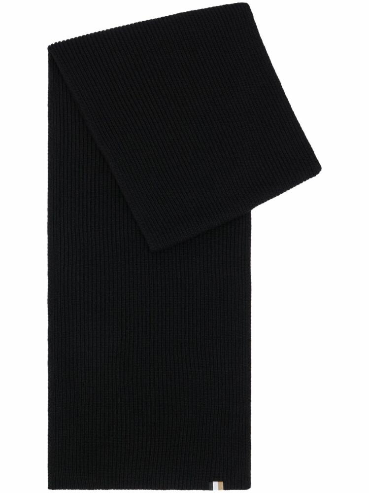 BOSS ribbed-knit scarf - Black Cover