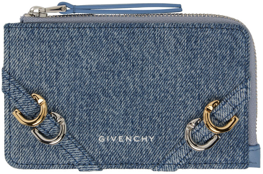 Givenchy Blue Voyou Zipped Denim Card Holder Cover