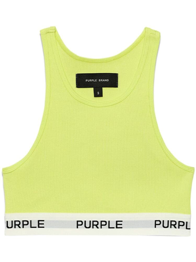 Purple Brand logo-tape cotton sports bra - Green Cover