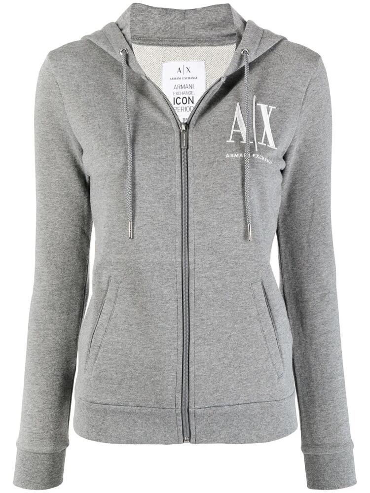 Armani Exchange chest logo-print hoodie - Grey Cover