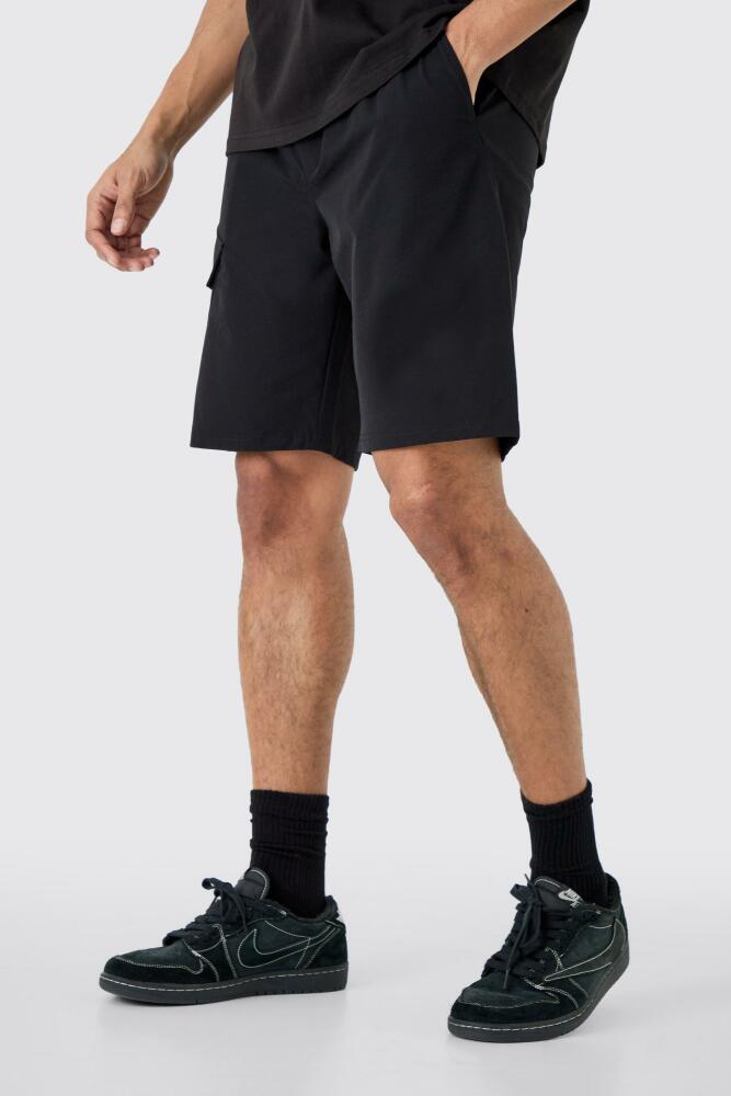 Mens Elasticated Waist Comfort Technical Stretch Short - Black Cover