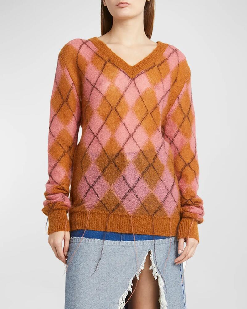 Marni V-Neck Fair Isle Mohair Sweater Cover