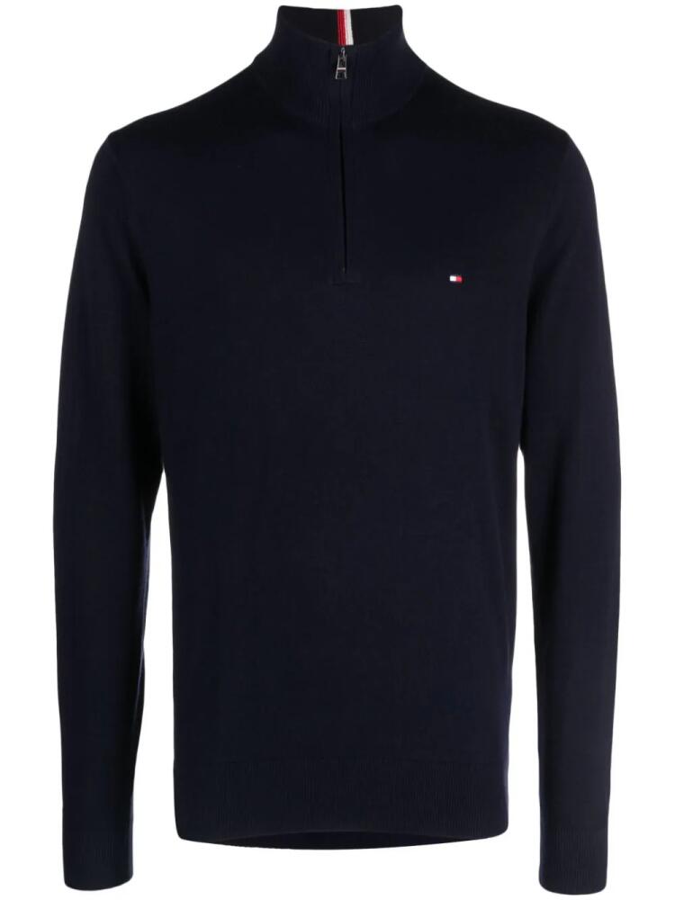 Tommy Hilfiger logo-embroidered half-zip jumper - Blue Cover