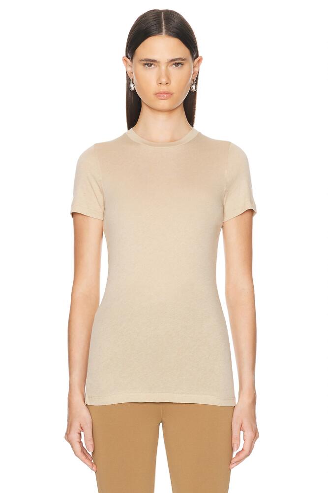 WARDROBE.NYC Fitted Short Sleeve Top in Beige Cover